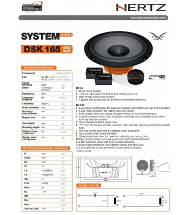 Hertz Dieci DSK165.3 garsiakalbiai automobiliui komponentai 16.5cm 2jų juostų 160W  kaina pilno kompleto