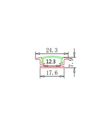 Profilis aliuminis anoduotas LED juostoms 002W 3m įleidžiamas  3m