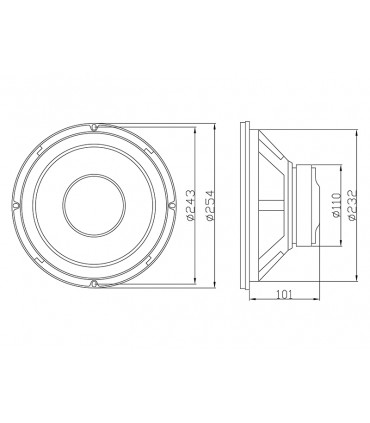 Žemo dažnio garsiakalbis B-250    250mm 10", 8om, 200W