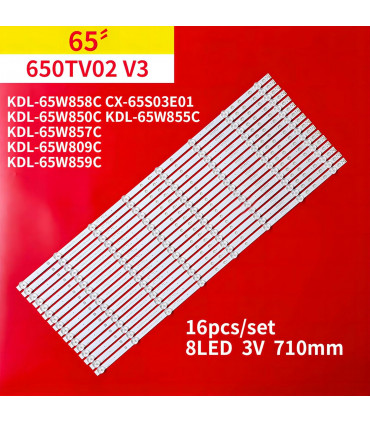 TV apšvietimo juostų komplektas  16pcs LED Backlight Strips for 65" TV 650TV02 V3 KDL-65W858C CX-65S03E01 KDL-65W850C