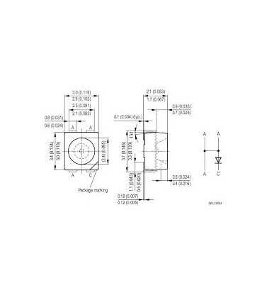 Šviesos diodas 3.5x2.8x1.9mm PLCC4 geltonas 120° 1120÷2240mcd 4 kojų OSRAM