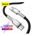 copy of Kabelis USB C kištukas - USB C kištukas 2.0m su QC3.0 nailoniniu šarvu  pilkas/juodas BASEUS