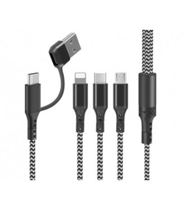 Kabelis USB C kištukas - USB C/microUSB/LIGHTING kištukaI, duomenų perdavimui ir krovimui 3A 1,2m