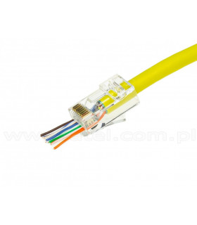 Kištukas telefono/interneto WM8P8C RD (RJ45) apvaliam viengysliui (kietam) CAT 5e kabeliui (su trim dantukais)