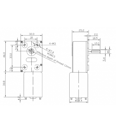 DC variklis JGY370 12V 40RPM su sraigtine pavara