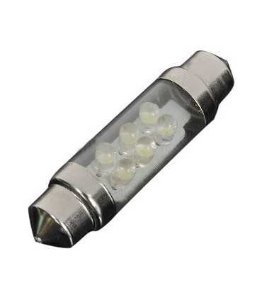 Lemputė 12V SV8.5 su 6LED balta Ø10x36mm